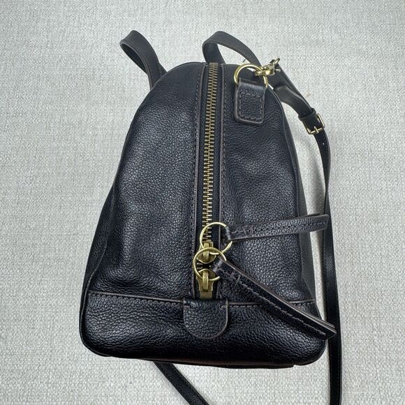 Fossil Sydney Satchel Black Leather Crossbody Bag Medium Handbag - Picture 7 of 16